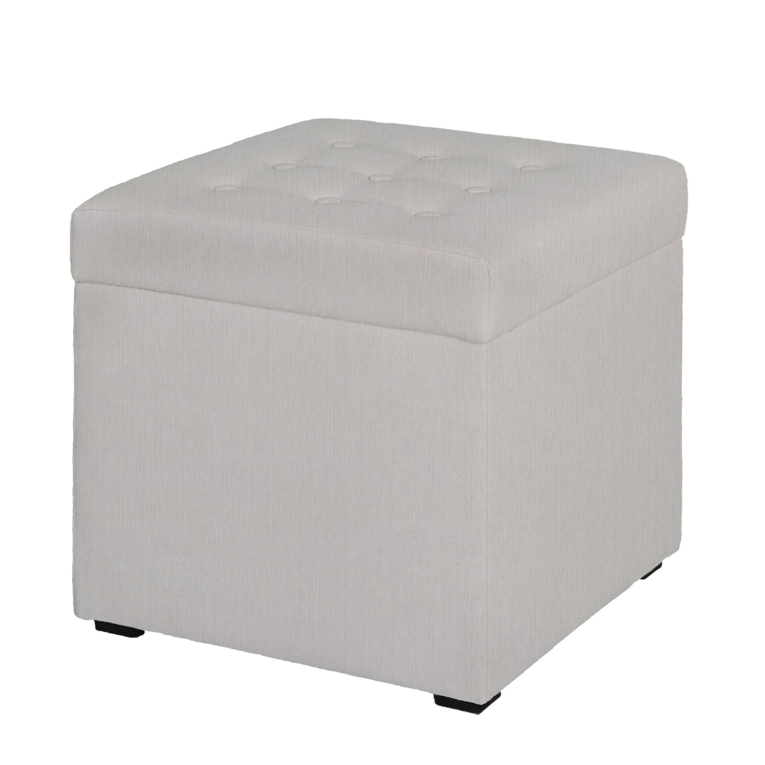 Sitzwürfel Pouf Welle S mit Stauraum Hellgrau H: 45 cm - Hellgrau/Schwarz, Basics, Textil (45/45/42cm) - P & B