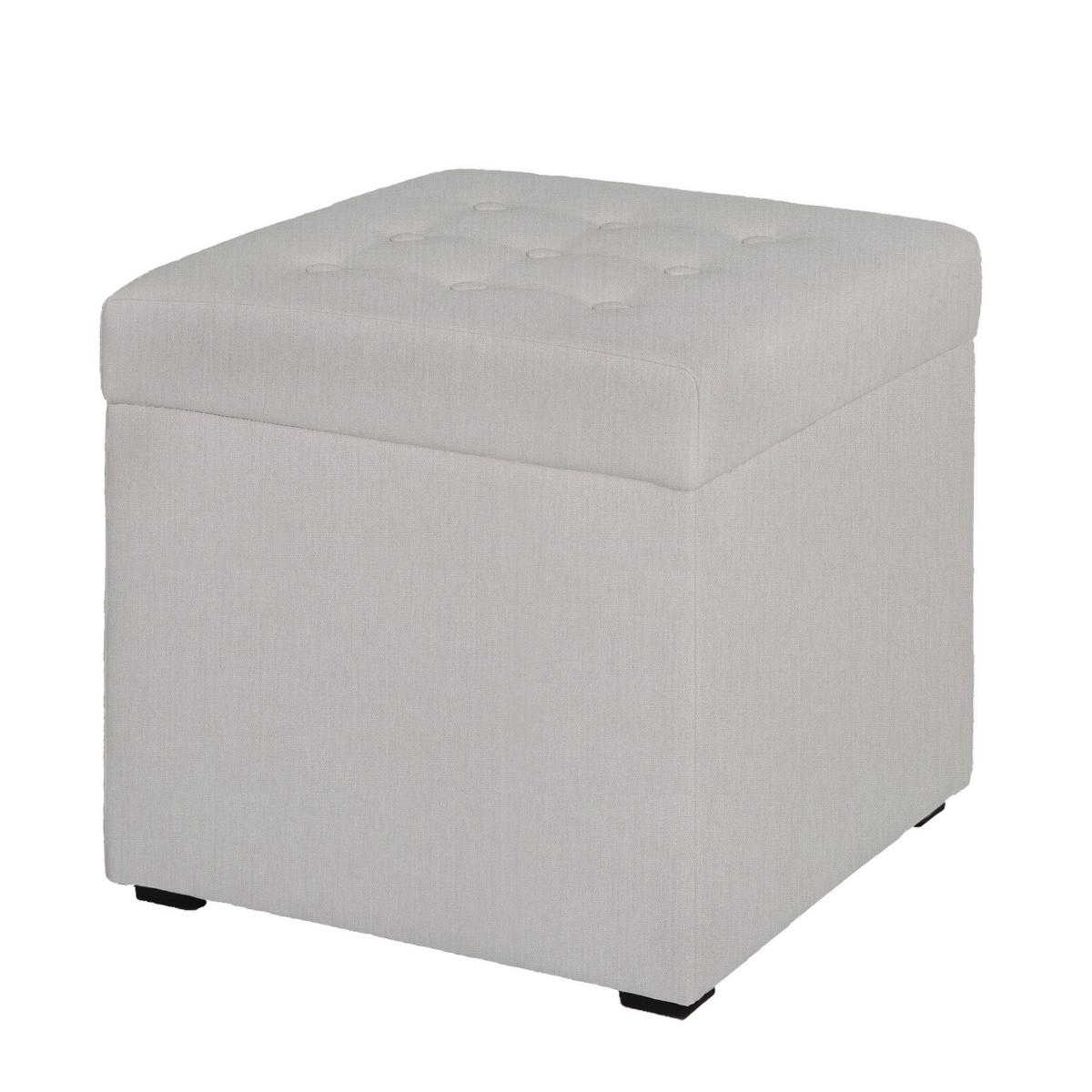 Sitzwürfel Pouf Welle S Mit Stauraum Hellgrau H: 45 Cm - Hellgrau/Schwarz, Basics, Textil (45/45/42cm) - P & B