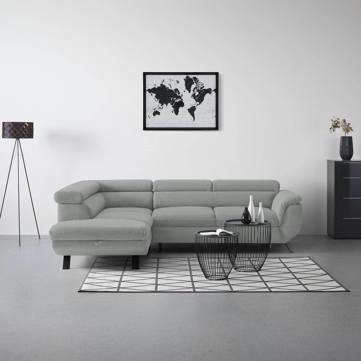 Rohová sedačka RAVEN, ľavá, svetlosivá - čierna/svetlosivá, Modern, kov/textil (198/257cm) - Mömax