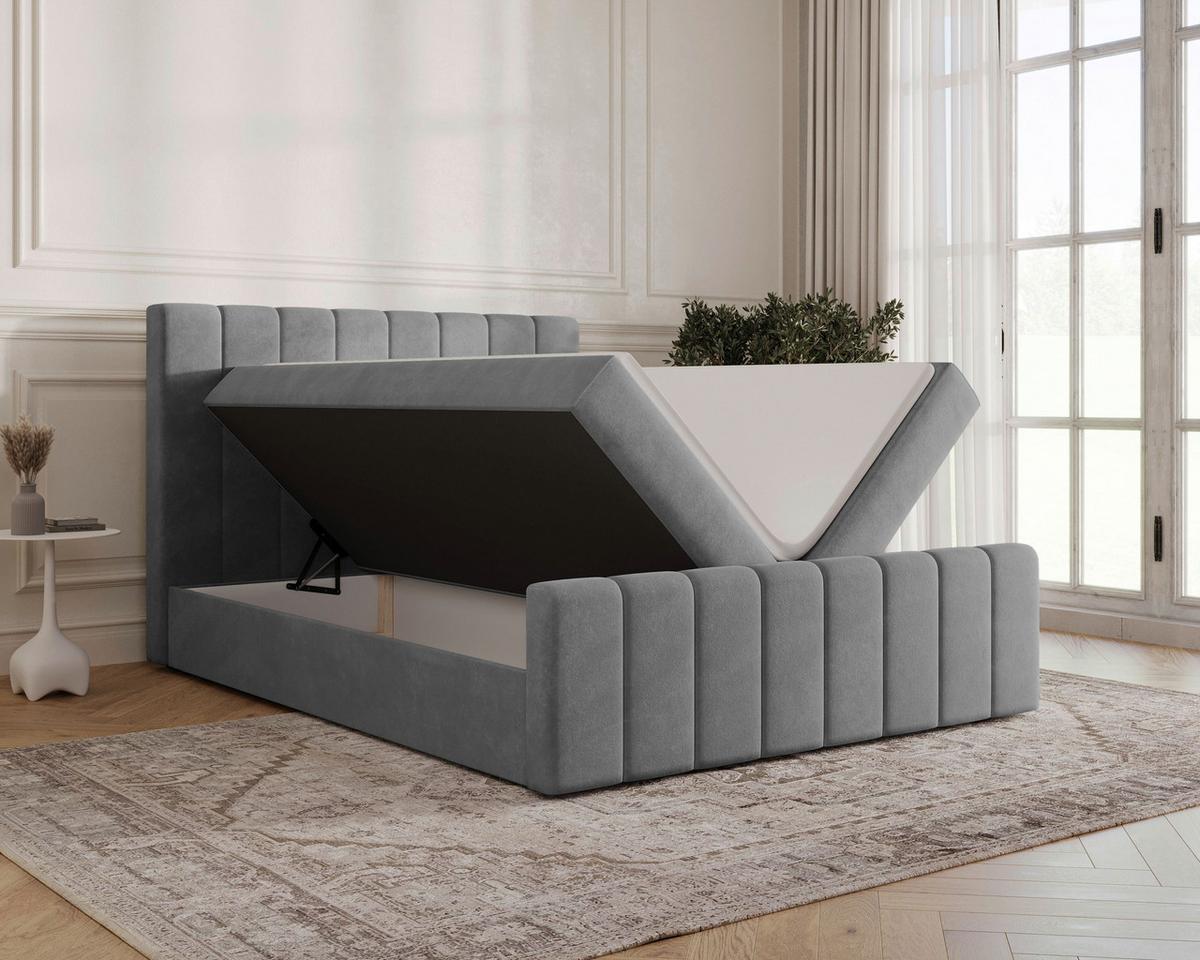 BOXBETT Lila Graphitfaren 160x200cm - Graphitfarben/Schwarz, MODERN, Holz/Kunststoff (160/200cm) - MID.YOU