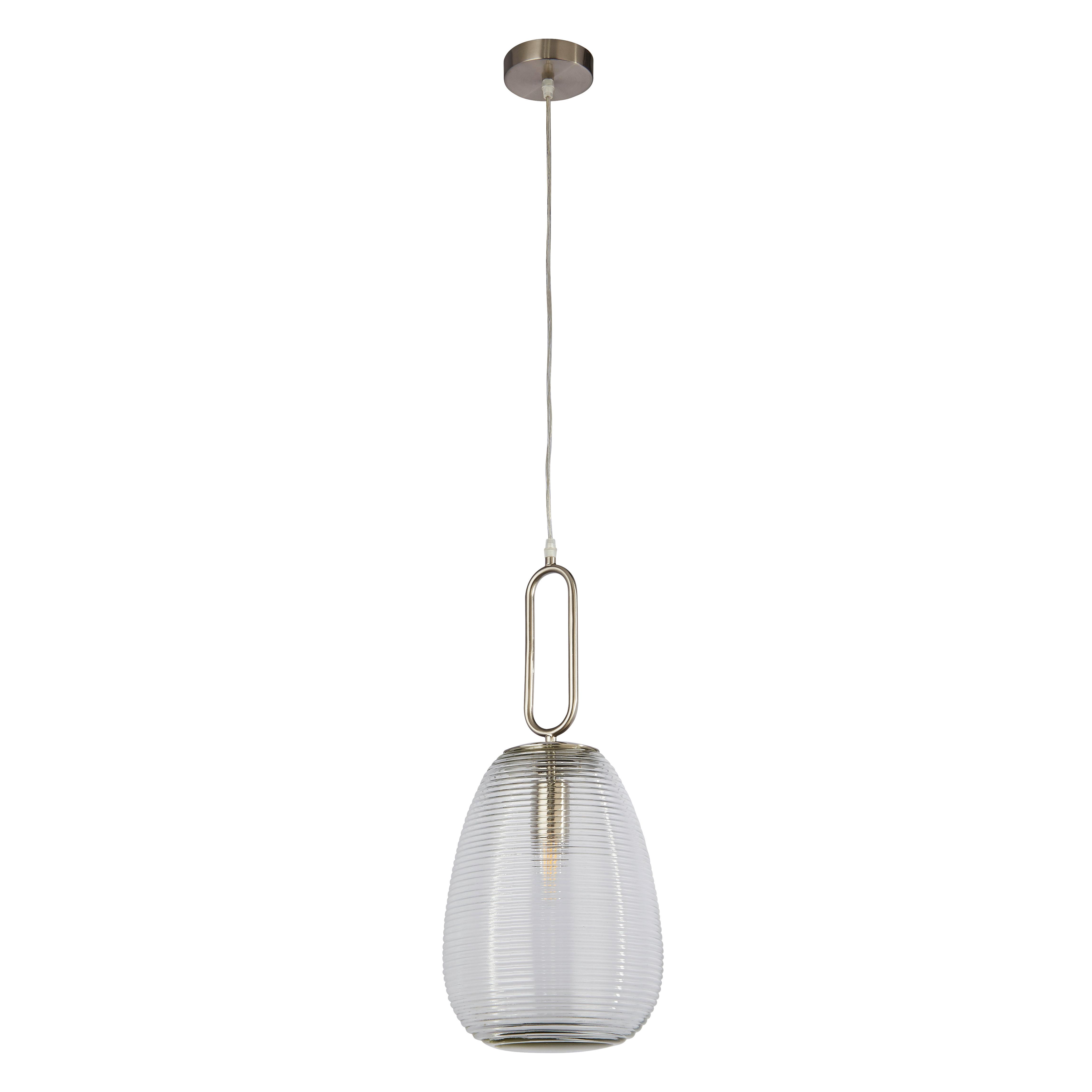 Hängeleuchte 43581-1sn Elixir - Nickelfarben, KONVENTIONELL, Glas/Metall (24/130cm)