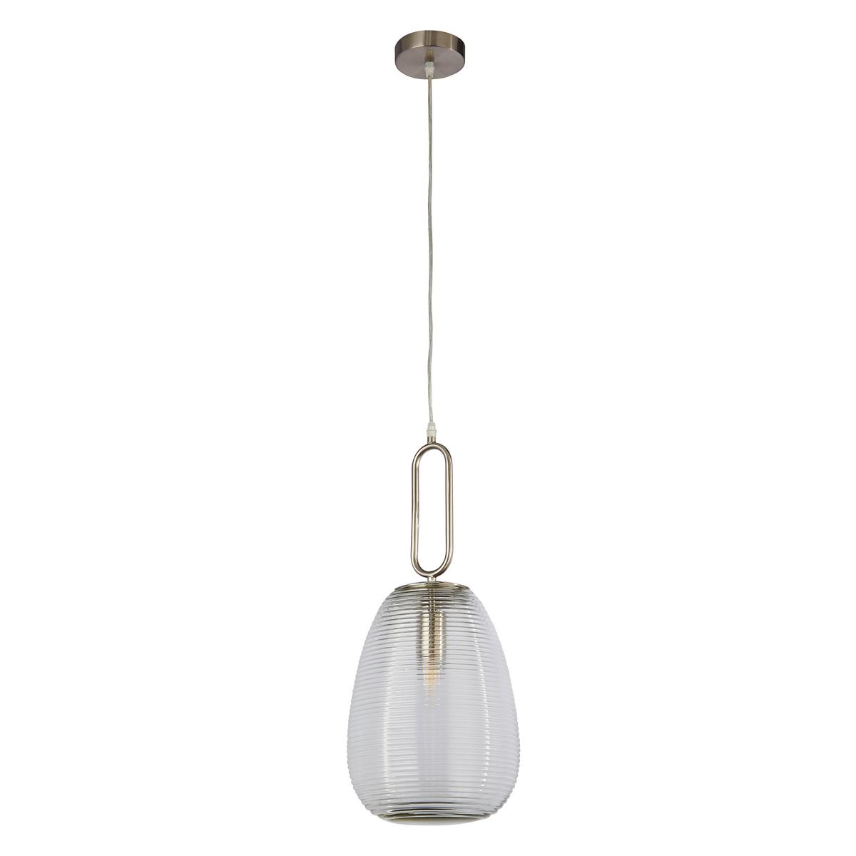 Hängeleuchte 43581-1sn Elixir - Nickelfarben, KONVENTIONELL, Glas/Metall (24/130cm)