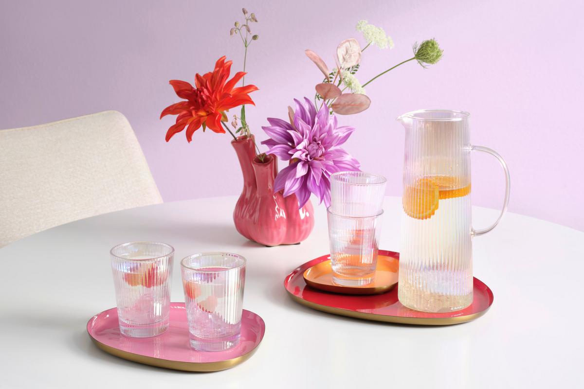 sada sklenic džbán 1,2L + 4 sklenice - vícebarevná, Konvenční, sklo - Modern Living