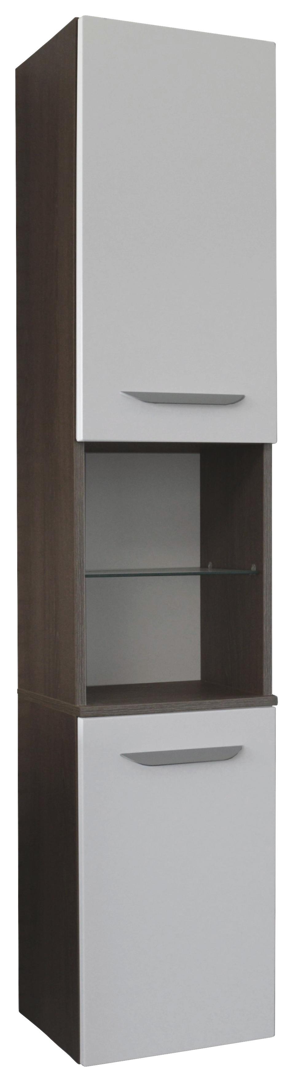 Hochschrank Lavella B: 35 cm Eiche/ Weiß - Eichefarben/Weiß, MODERN, Glas/Holzwerkstoff (35,5/169/32cm) - Fackelmann