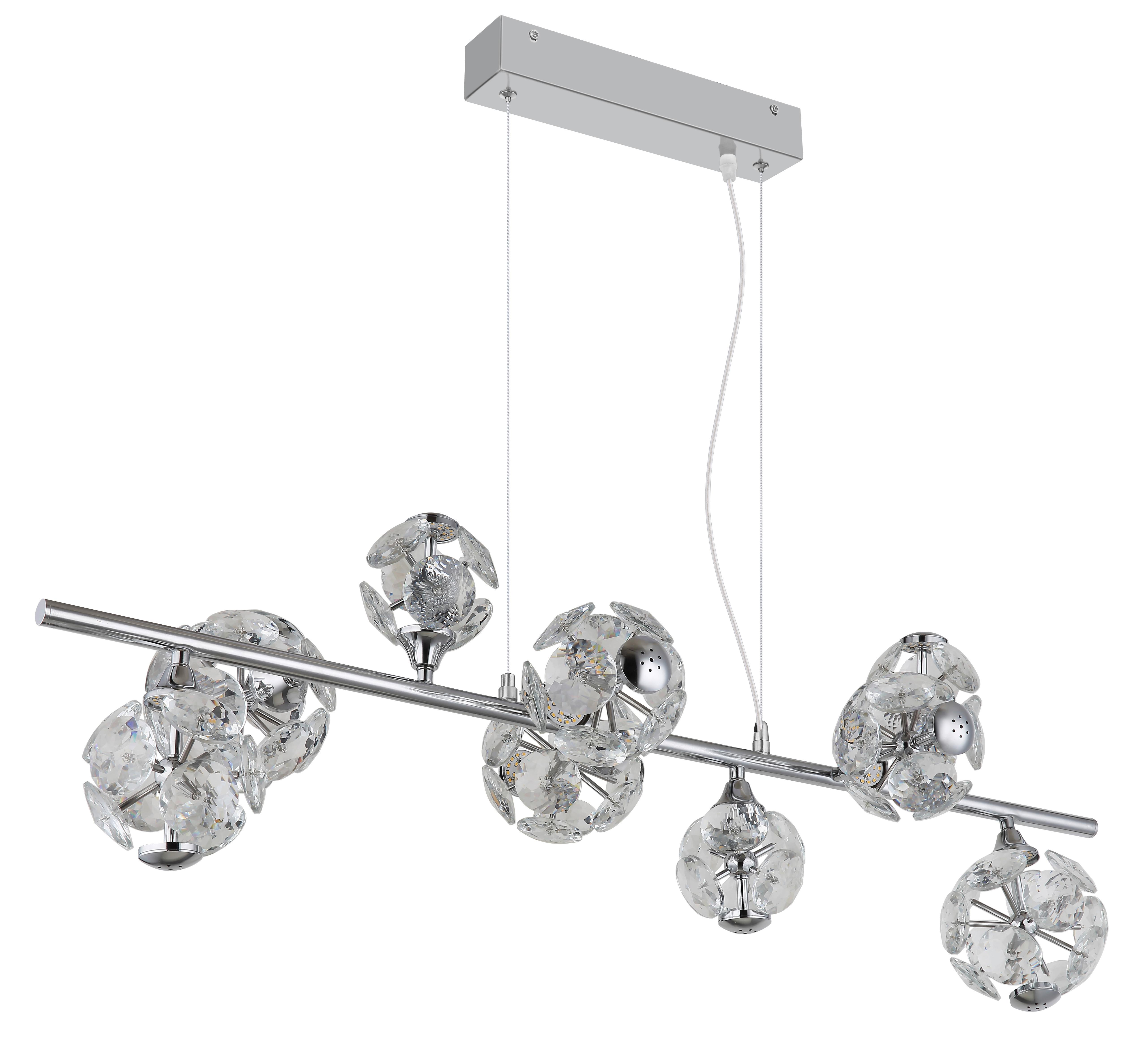 Hängeleuchte Virina Kristallglas ca. 86,6x36x120cm - Klar/Chromfarben, KONVENTIONELL, Glas/Metall (86,6/36/120cm) - Globo