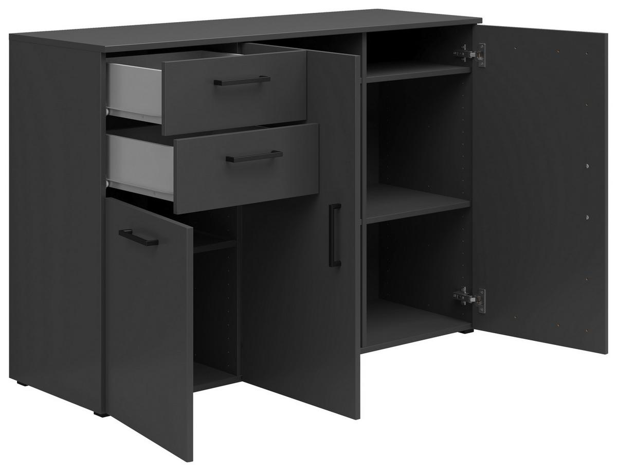 Komoda MULTISTAURAUM š: 120 cm - černá/barvy grafitu, Moderní, kompozitní dřevo/plast (120/83/40cm)