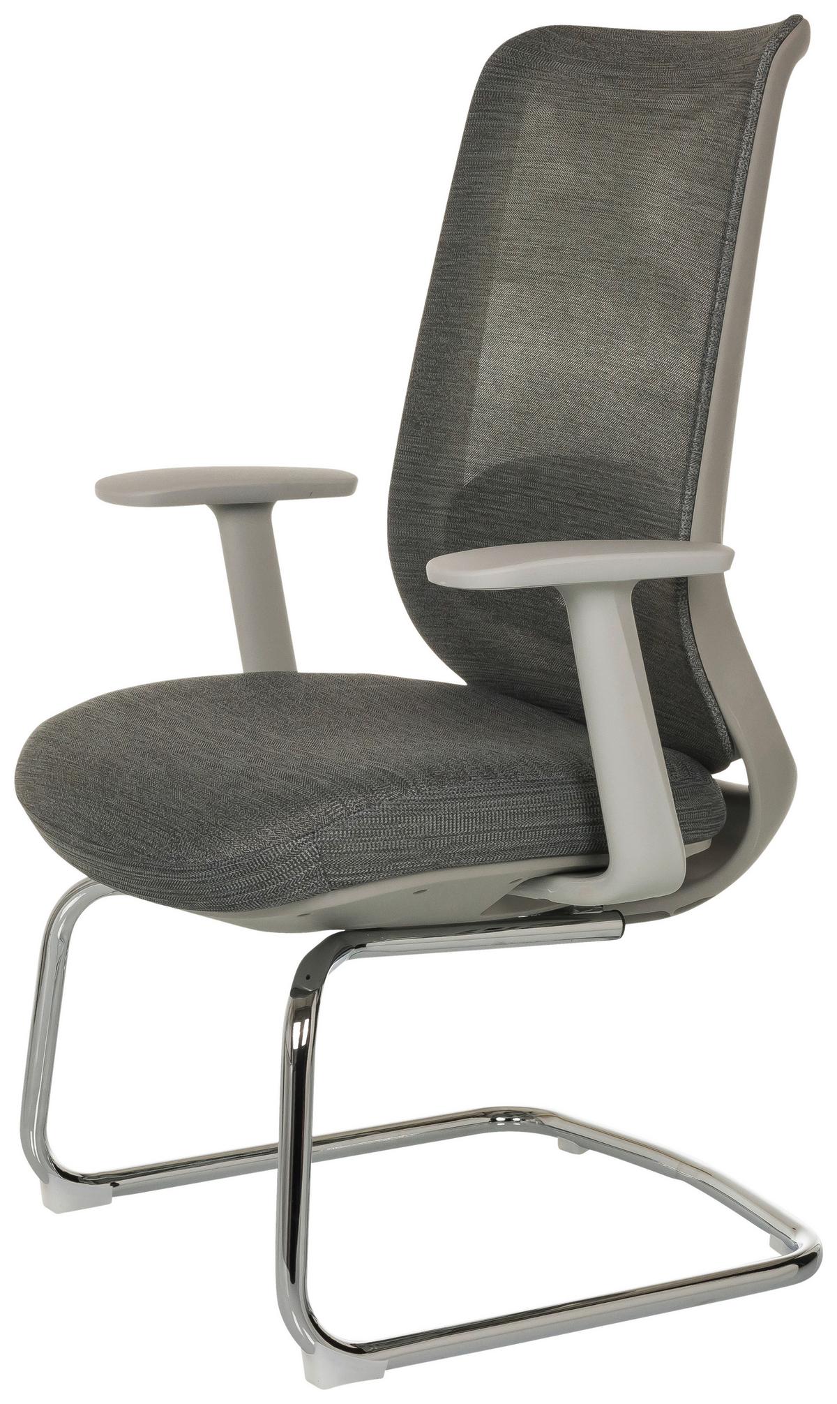 BESUCHERSTUHL Mileston Grau B: 67cm - Silberfarben/Grau, MODERN, Kunststoff/Textil (67/99/60cm) - MID.YOU