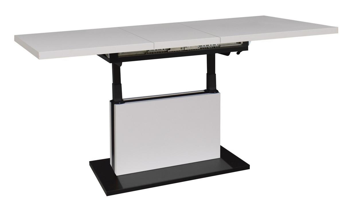 Couchtisch Lift Schwarz/Weiß B: 120 cm - Schwarz/Eiche Artisan, Design, Holzwerkstoff/Metall (120-160/56-75/70cm) - MID.YOU