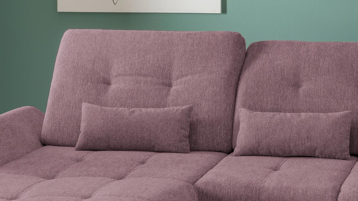 Wohnlandschaft Dalida Mit Schlaffunktion Brombeere - Chromfarben/Brombeere, Design, Textil (195/376/254cm) - Livetastic