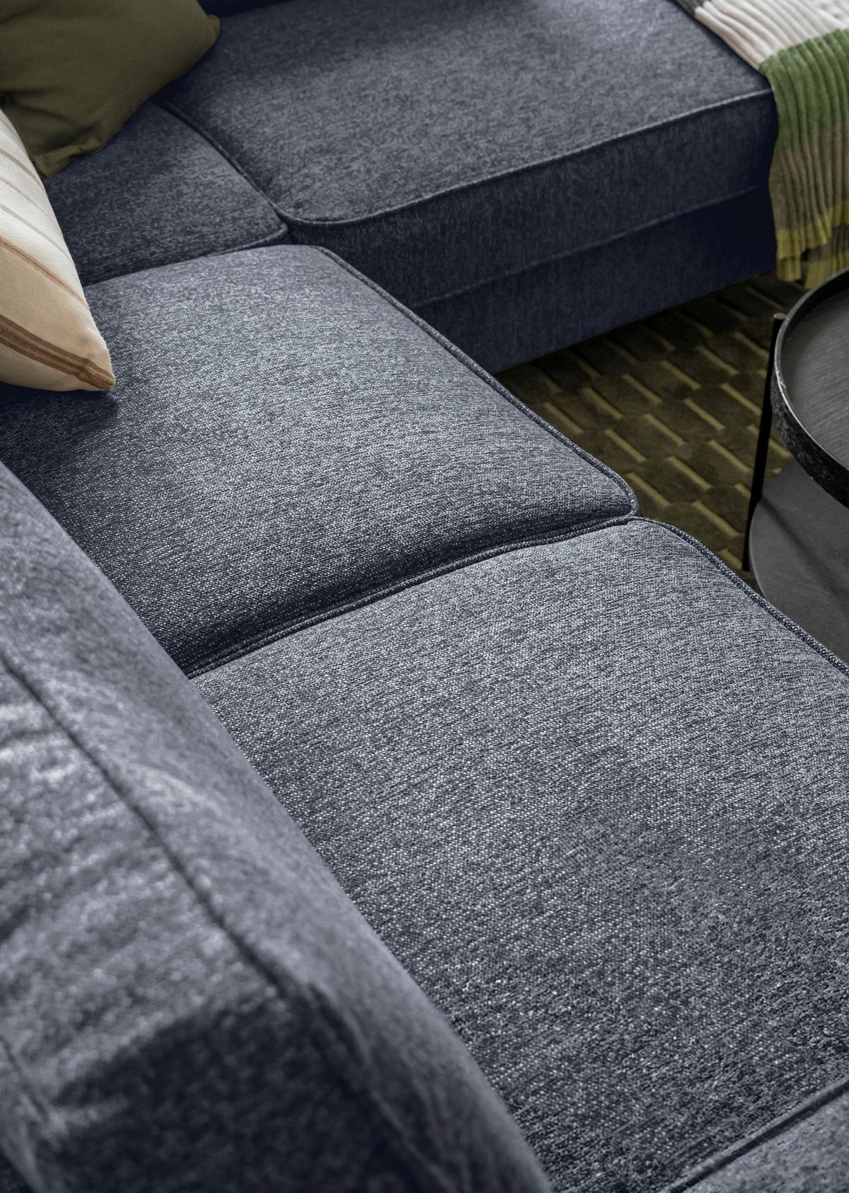 Ecksofa Molly Dunkelblau S: 233x198 cm - Schwarz/Dunkelblau, Textil (233/198cm) - MID.YOU
