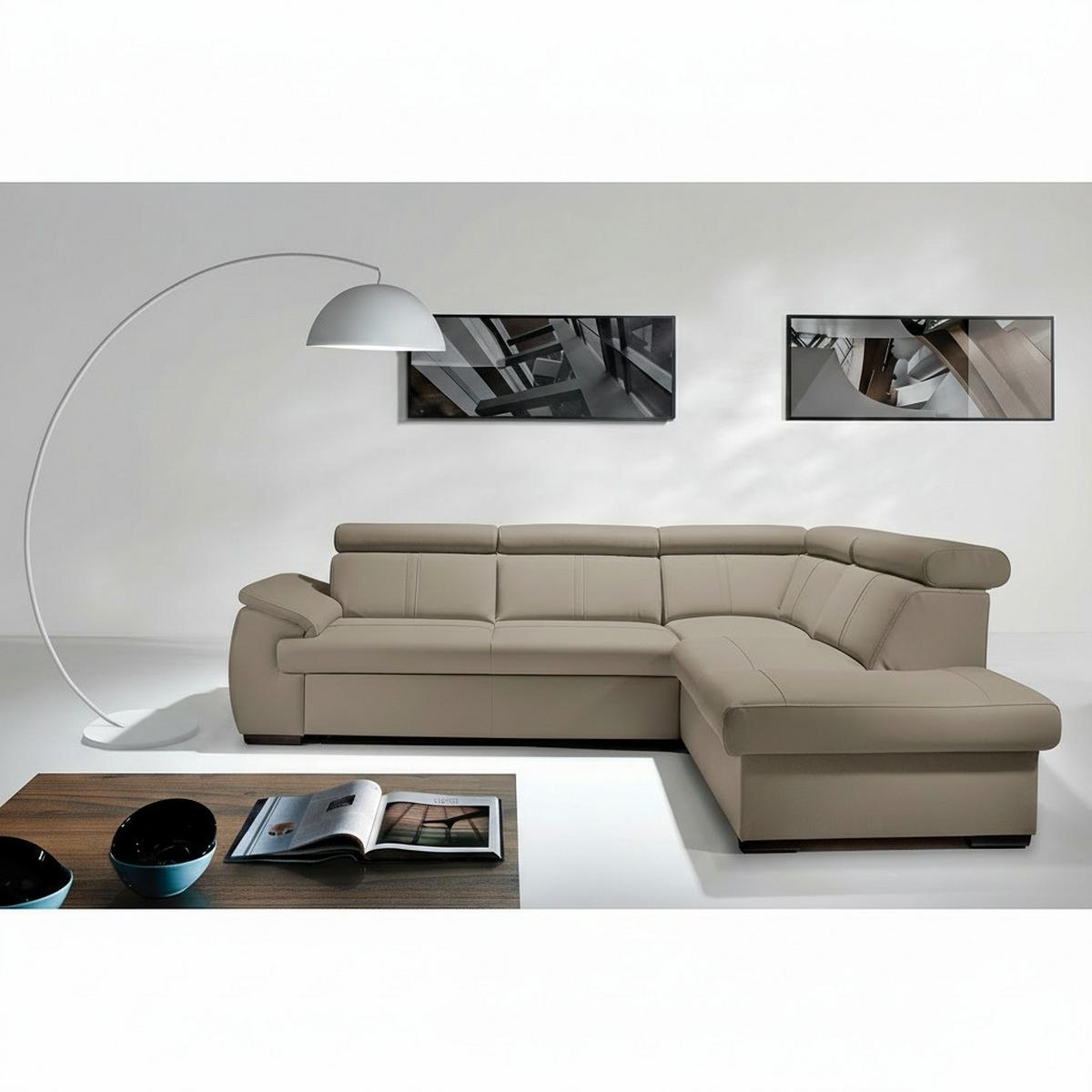 Ecksofa City Hellgrau S: 265x211 Cm - Wengefarben/Hellgrau, Design, Leder (265/211cm) - Livetastic