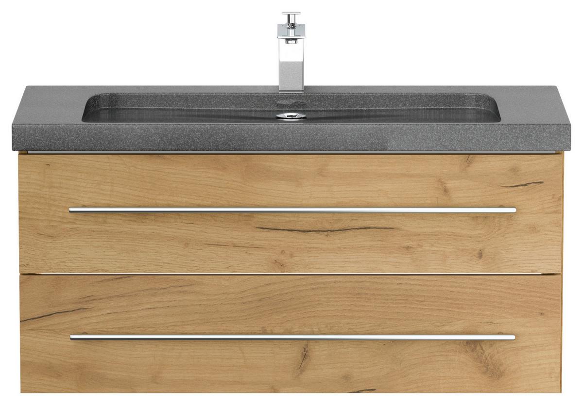 WASCHTISCHKOMBI Yamo, Eichefarben B: 100 cm - Eichefarben, Basics, Holzwerkstoff/Stein (100cm) - MID.YOU