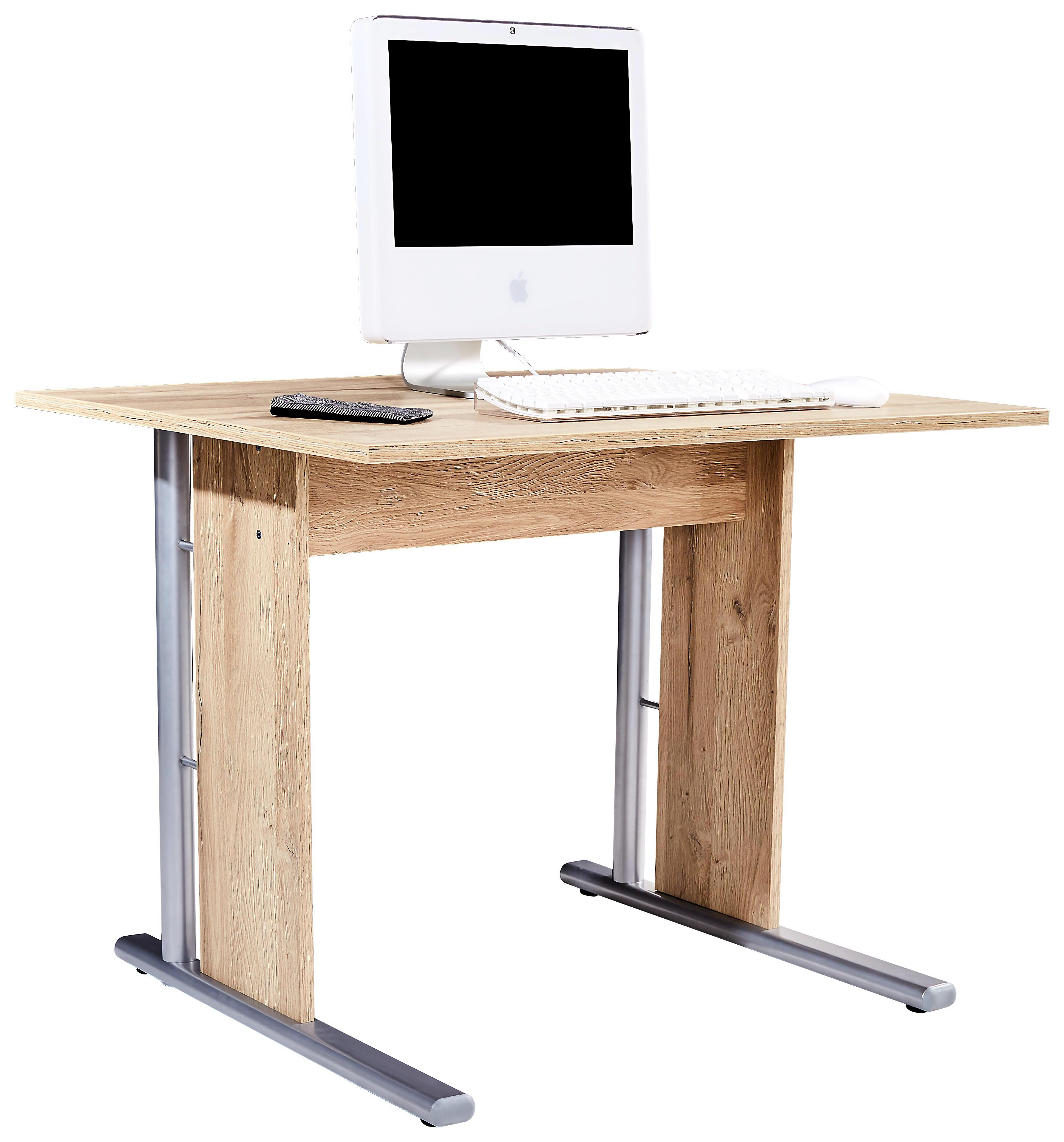 ÍRÓASZTAL MINDI - Tölgyfa, modern, Faalapú anyag/Műanyag (100/72/70cm)