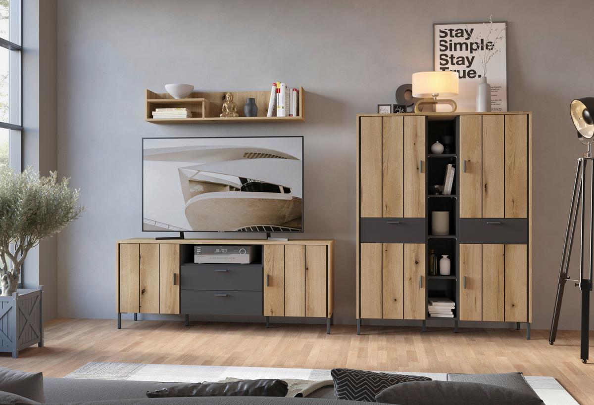 TV diel SHIRLEY - čierna, Konventionell, kov/kompozitné drevo (158,2/65/40cm)