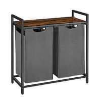 Wäschekorb Blh201g01 - Schwarz/Braun, Trend, Holzwerkstoff/Textil (73/72/33cm) - MID.YOU