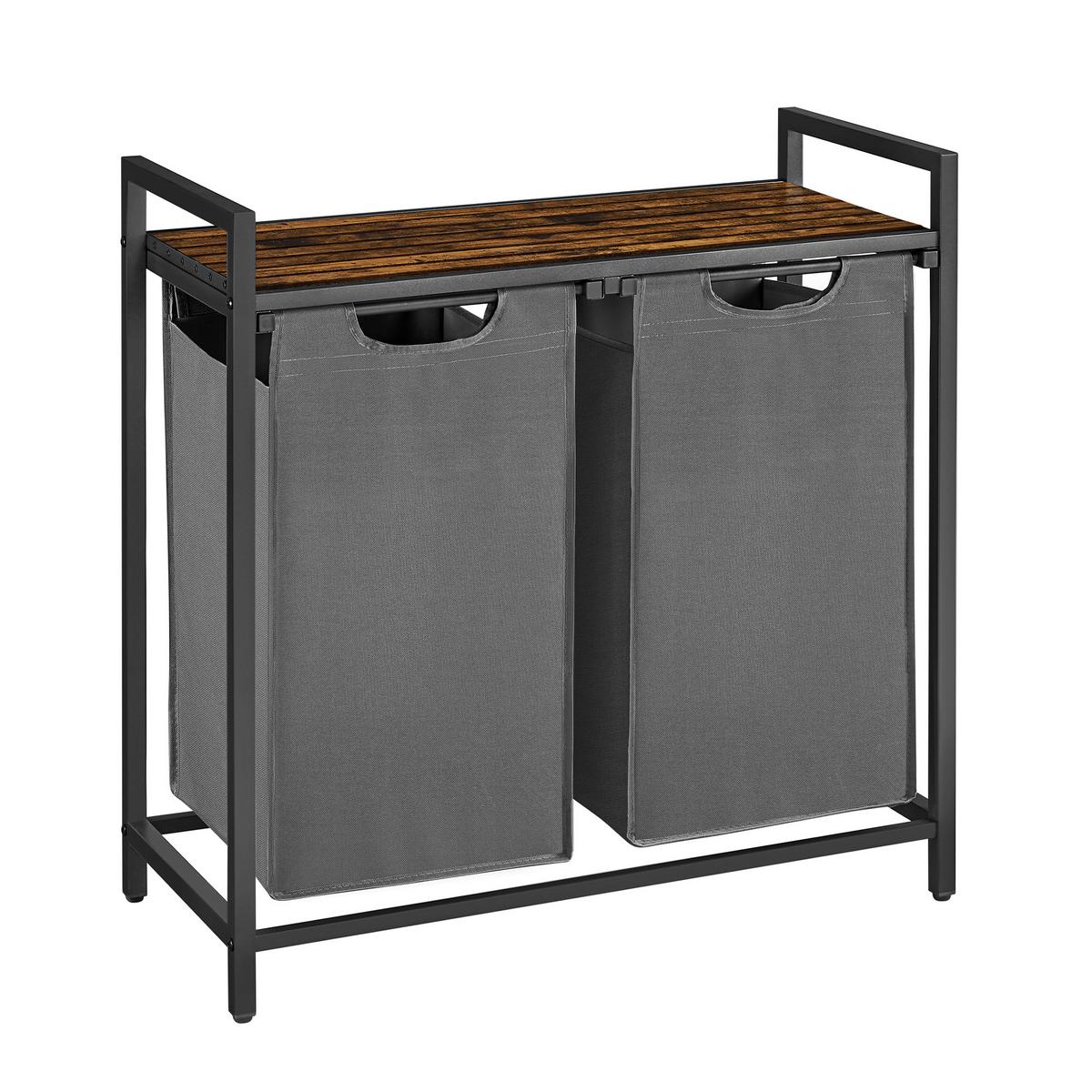 Wäschekorb Blh201g01 - Schwarz/Braun, Trend, Holzwerkstoff/Textil (73/72/33cm) - MID.YOU