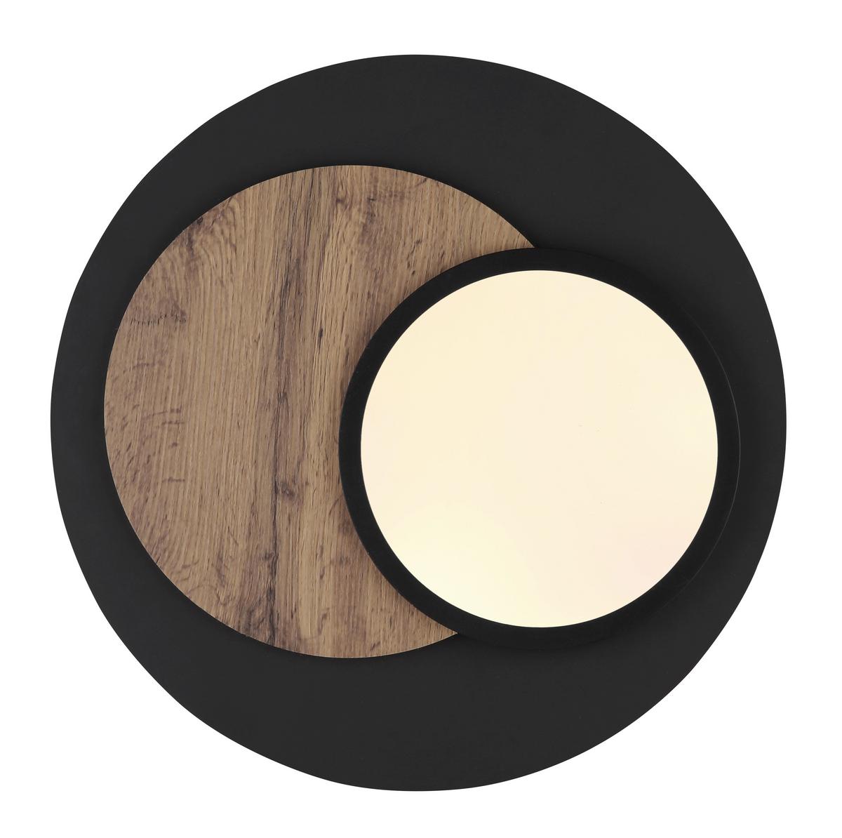 LED-Deckenleuchte Kory Schwarz Weiß Dunkelbraun - Dunkelbraun/Schwarz, Natur, Holzwerkstoff/Kunststoff (48/5,6cm) - Globo