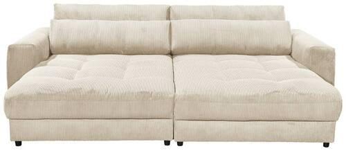 Mega pohovka LOVESEAT krémová - černá/krémová, Konvenční, kompozitní dřevo/textil (292/90/194cm) - MID.YOU