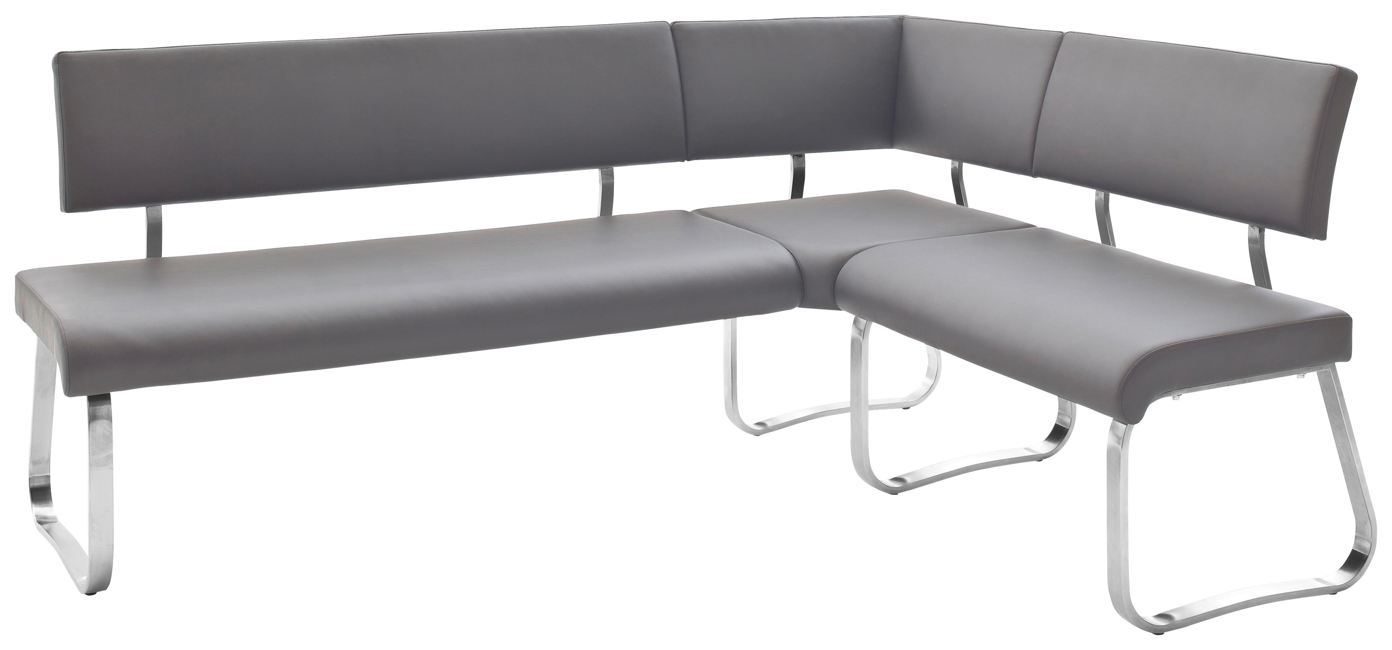 Eckbank Grau Lederlook Arco 200x150 Cm - Edelstahlfarben/Grau, Design, Textil/Metall (200/150cm) - Livetastic