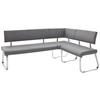 Eckbank Grau Lederlook Arco 200x150 cm - Edelstahlfarben/Grau, Design, Textil/Metall (200/150cm) - Livetastic