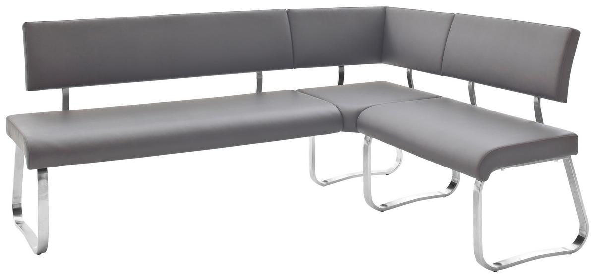 Eckbank Grau Lederlook Arco 200x150 cm - Edelstahlfarben/Grau, Design, Textil/Metall (200/150cm) - Livetastic