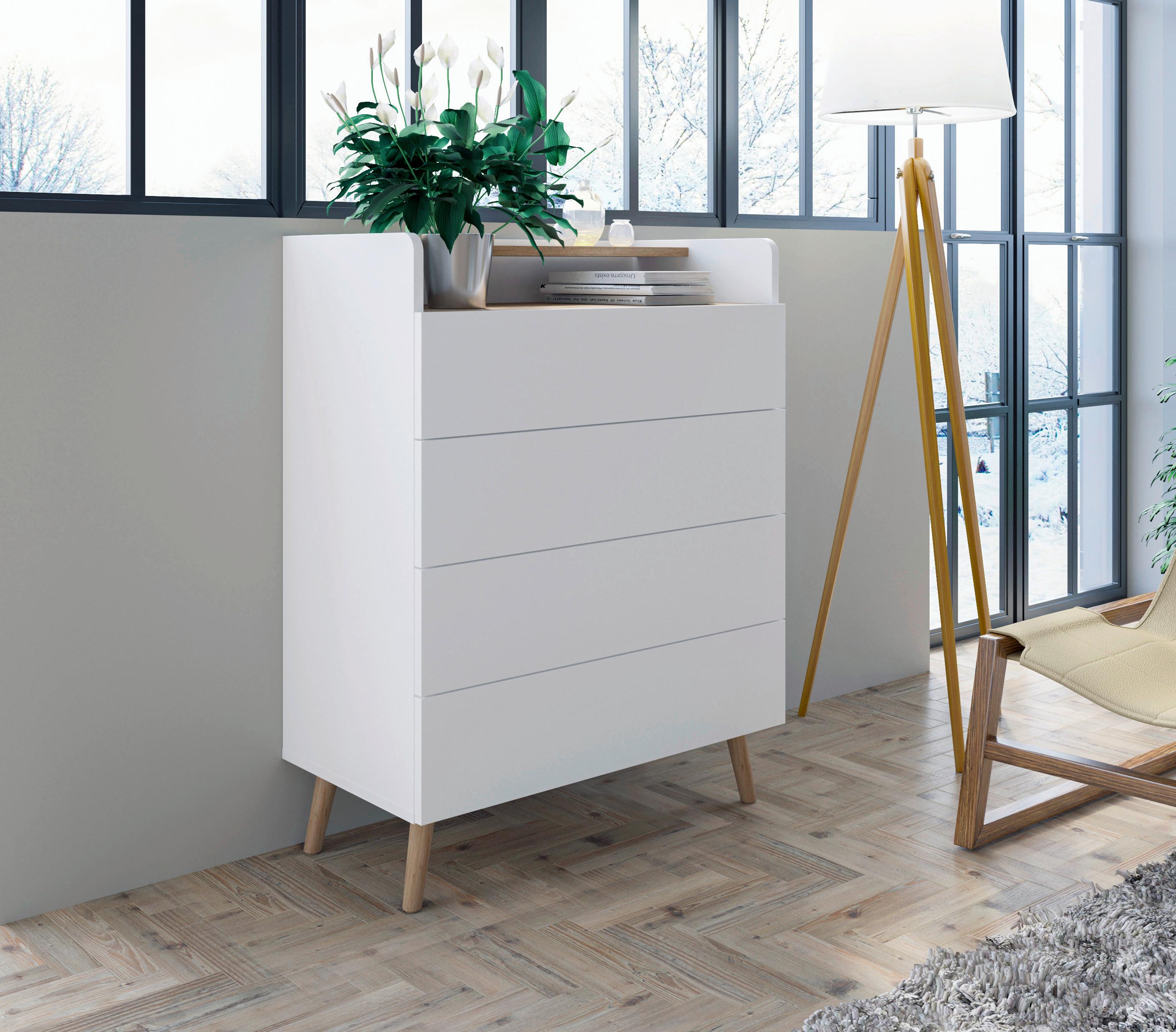 VYSOKÁ KOMODA SKANDI - Konventionell, drevo/kompozitné drevo (79,9/103,9/41,7cm)