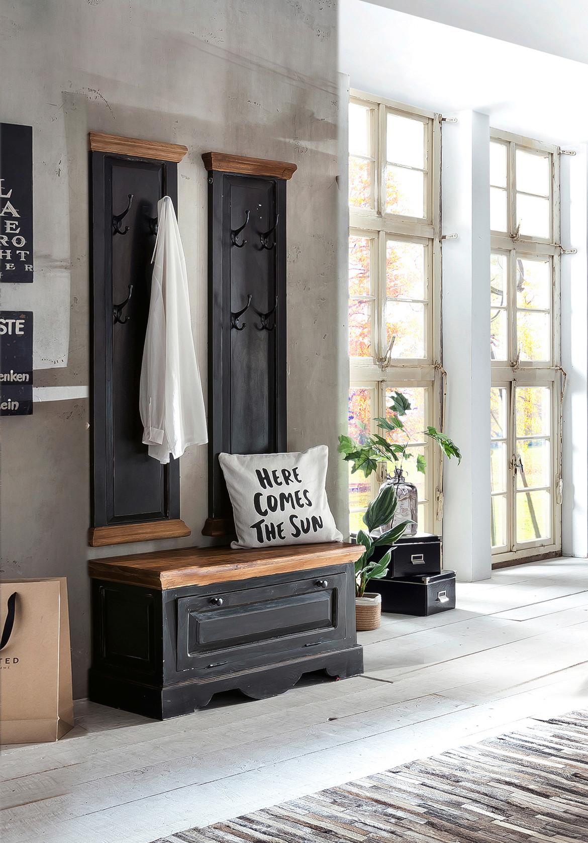 Garderobe Dielen Schwarz/Honig B: 85cm - Schwarz/Honig, Design, Holz/Holzwerkstoff (85/155/40cm) - MID.YOU