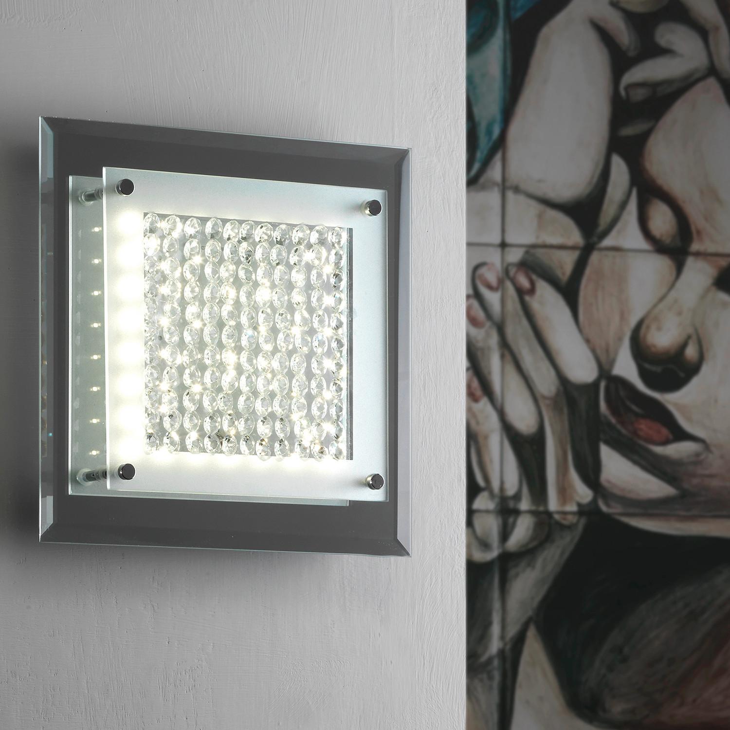 LED-Deckenleuchte Antilia Klar Chromfarben L: 28 cm - Klar/Chromfarben, Design, Glas/Metall (28/28/7cm)