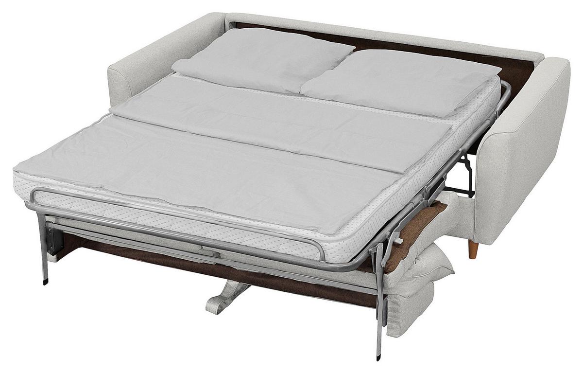 Schlafsofa Winter Grau B: 195 cm - Buchefarben/Grau, Design, Textil (195/90/102cm) - Livetastic
