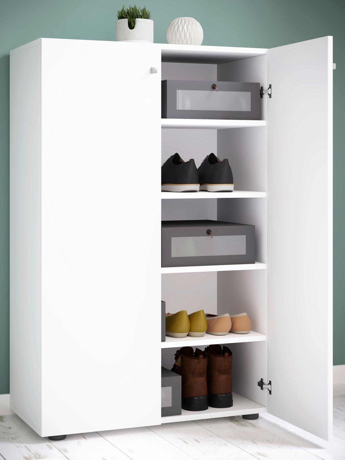 Schuhschrank Lona XL Weiß 2-Türig B: 70 cm - Schwarz/Weiß, KONVENTIONELL, Holzwerkstoff (70/110/39cm) - MID.YOU