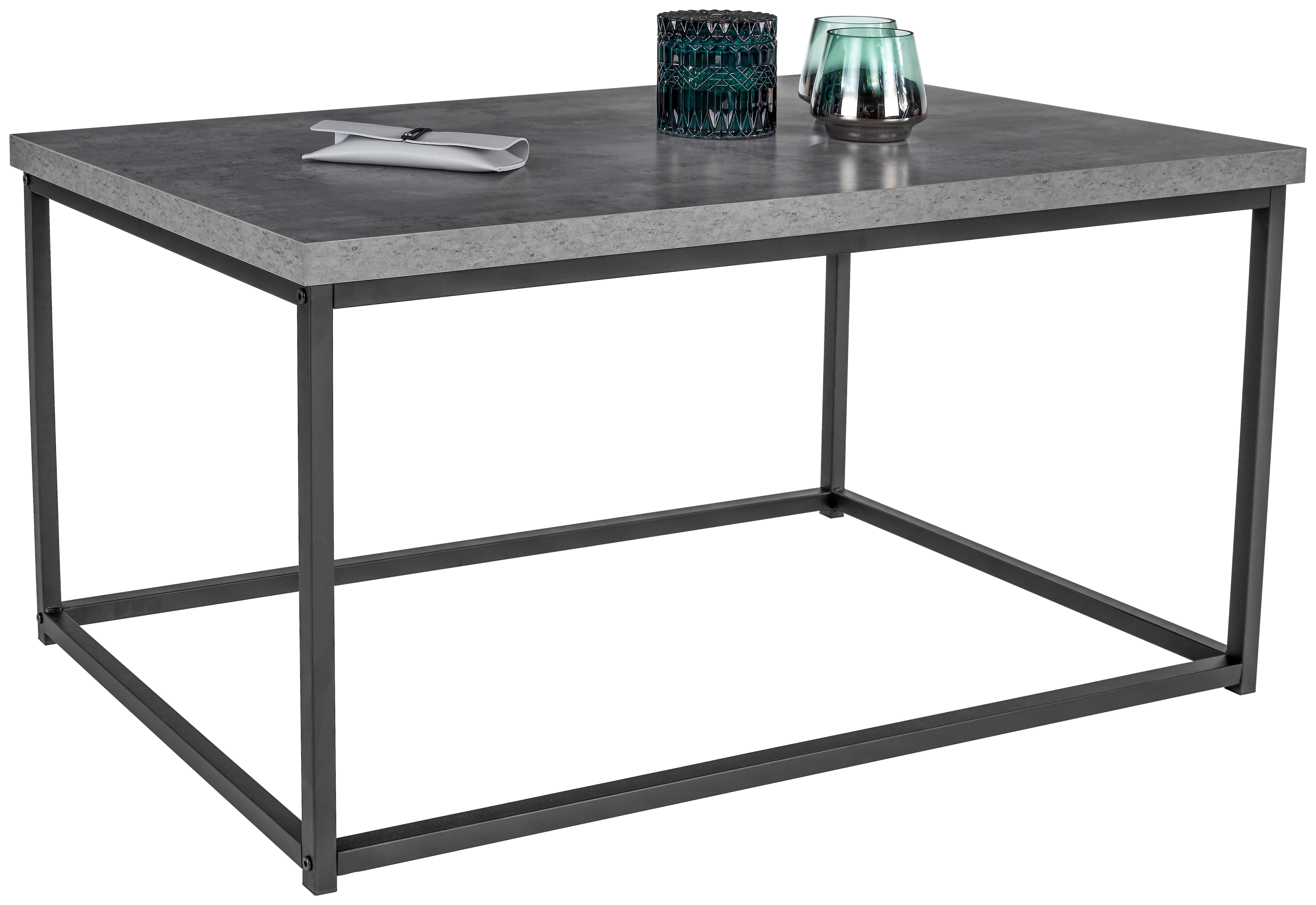 Couchtisch mit Metallgestell Bistro, Betonoptik/Schwarz - Schwarz/Grau, MODERN, Holzwerkstoff/Metall (100/48/60cm)