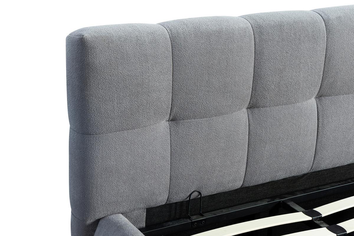 Polsterbett Natalia Grau B: 208 cm - Schwarz/Grau, Design, Holzwerkstoff/Textil (208/90/228cm) - Livetastic