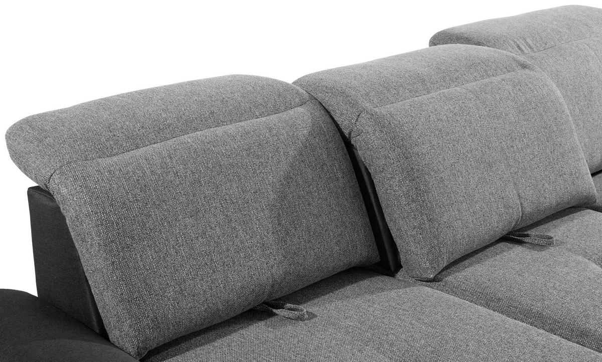 Ecksofa Mit Schlaffunktion + Bettkasten Malaga, Webstoff - Dunkelgrau/Silberfarben, KONVENTIONELL, Textil (286/203cm) - Ondega