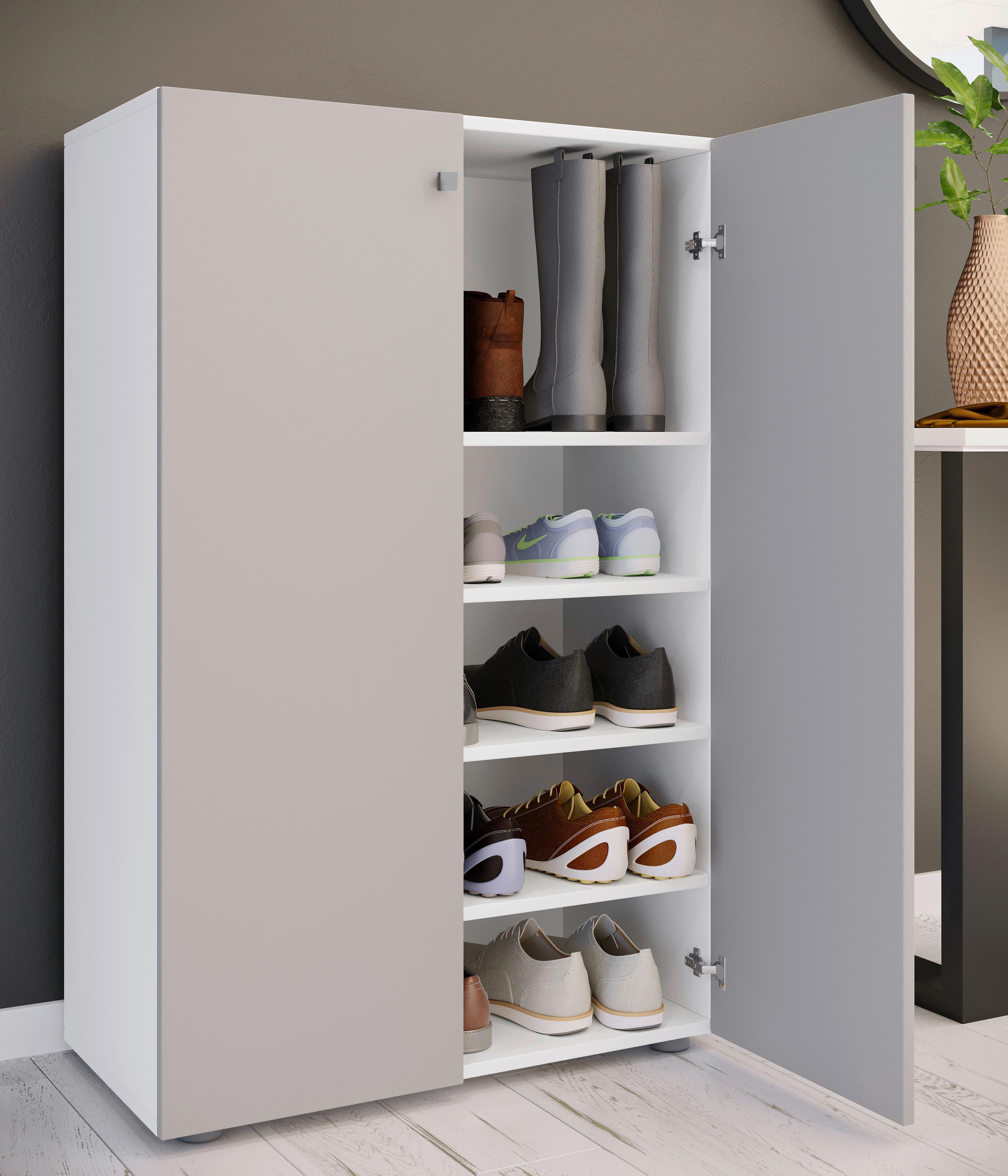 Schuhschrank Lona Grau Weiß - Schwarz/Weiß, Design, Holzwerkstoff (70/110/39cm) - MID.YOU