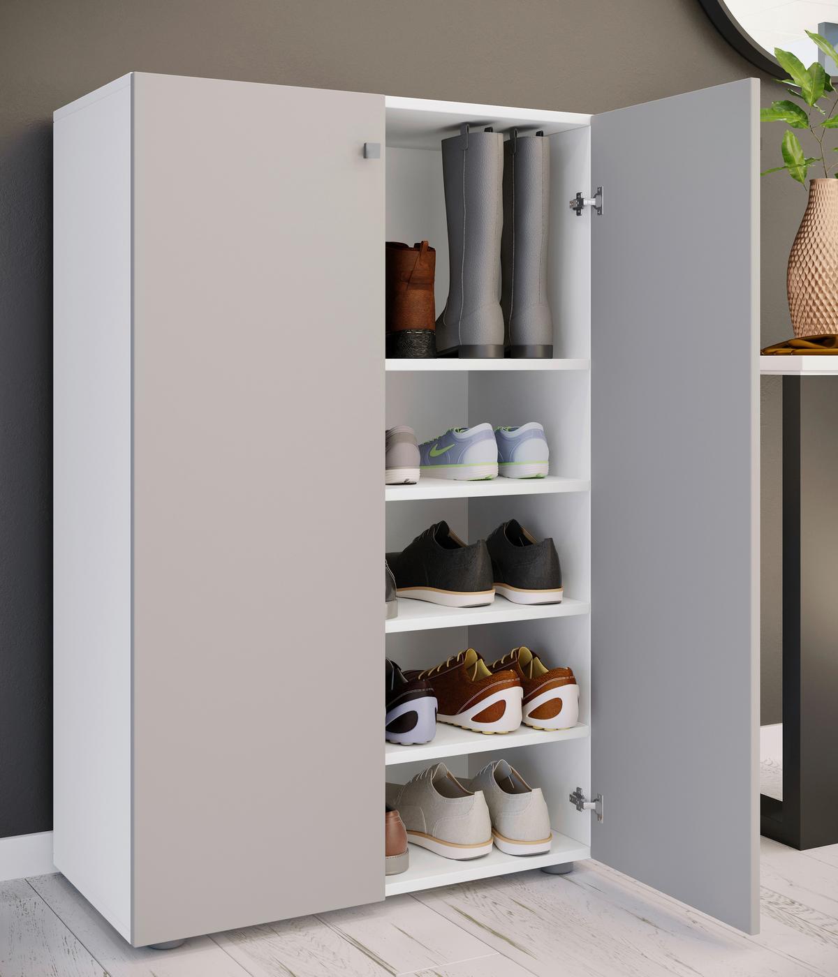 Schuhschrank Lona Grau Weiß - Schwarz/Weiß, Design, Holzwerkstoff (70/110/39cm) - MID.YOU