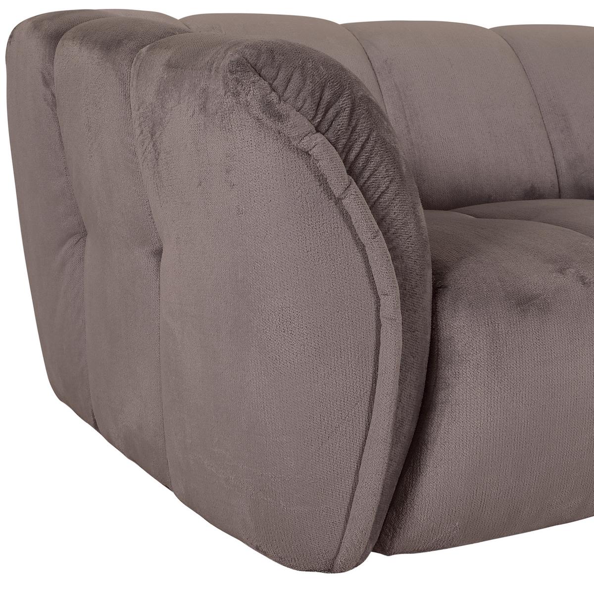 Bigsofa Sabea B: 220 Cm Schlammfarben Plüsch - Schlammfarben/Schwarz, KONVENTIONELL, Textil (220/67/106cm) - MID.YOU