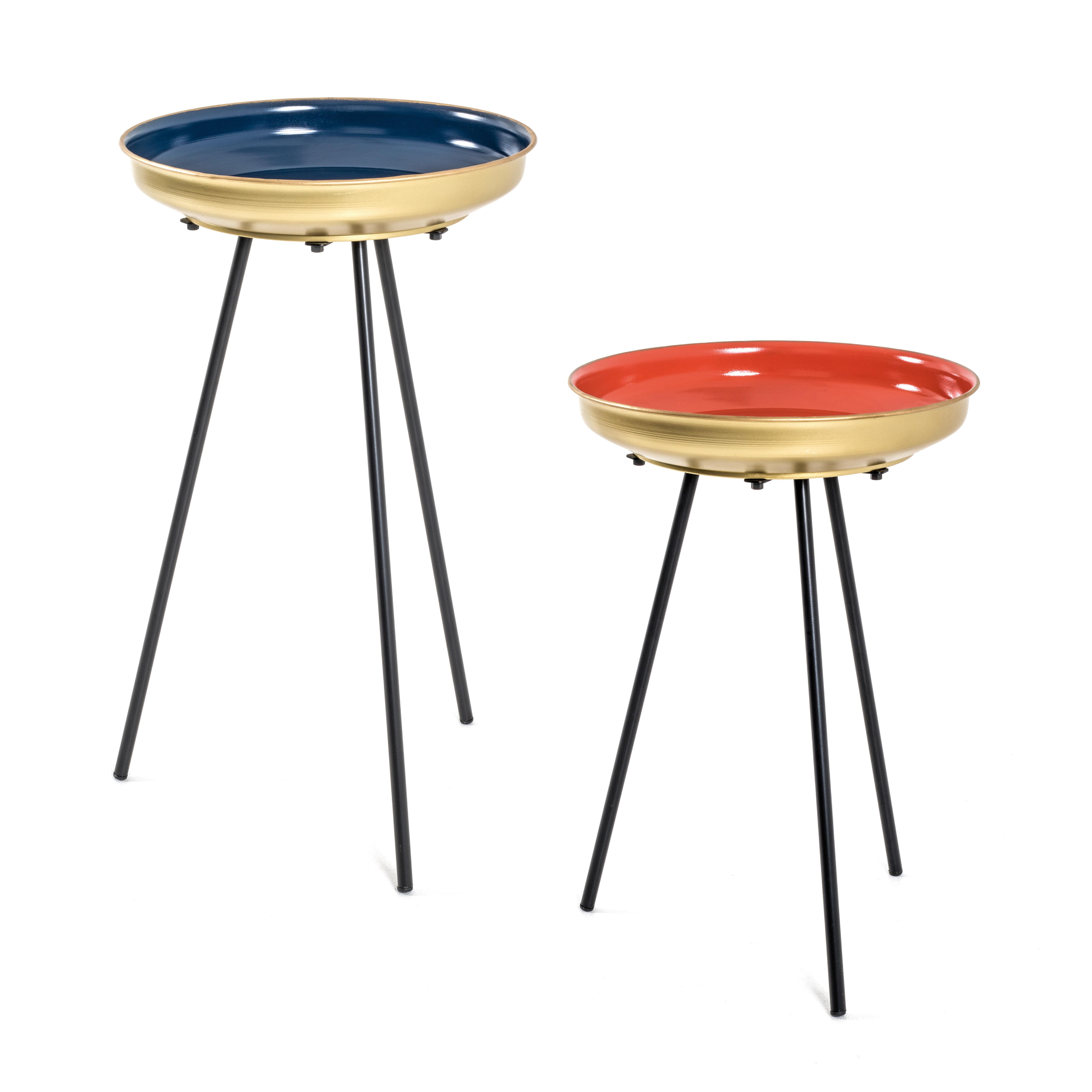Beistelltischset 2-teilig Bunt - Blau/Rot, Basics, Metall (38/66cm)