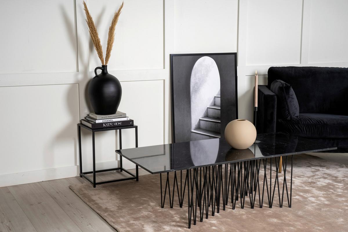 Couchtisch Stone - Schwarz, Design, Metall (140/60/43cm) - Livetastic