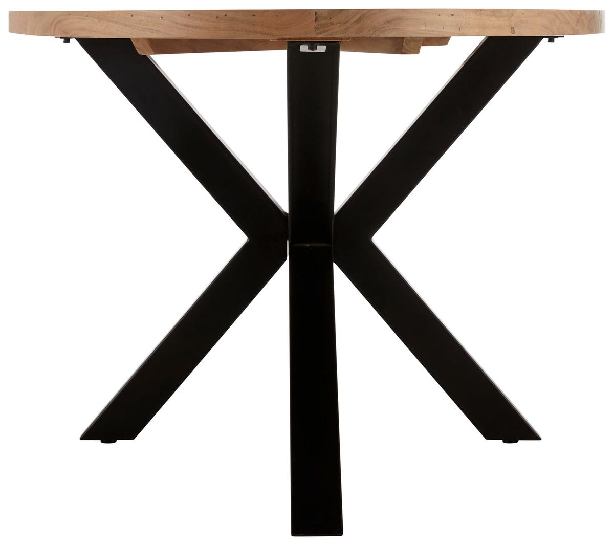 Jedálenský stôl ORBIT akácia masív 180x100cm - čierna/farba akácie, Design, kov/drevo (180/76/100cm) - Zandiara