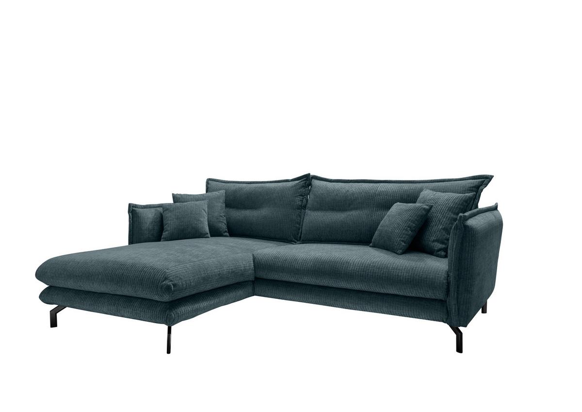 Ecksofa Lava - Blau/Schwarz, Design, Textil (180/255cm) - Livetastic