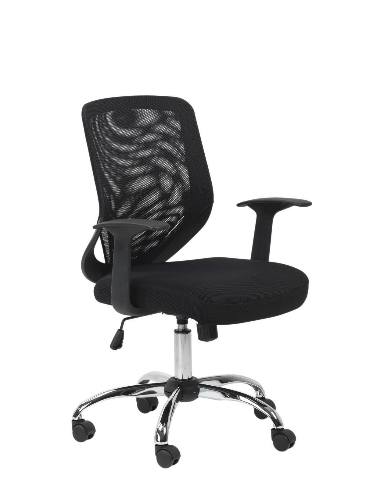 Drehstuhl Atlanta Schwarz B: 52 cm - Chromfarben/Schwarz, Design, Kunststoff/Metall (52/100/65cm) - MID.YOU