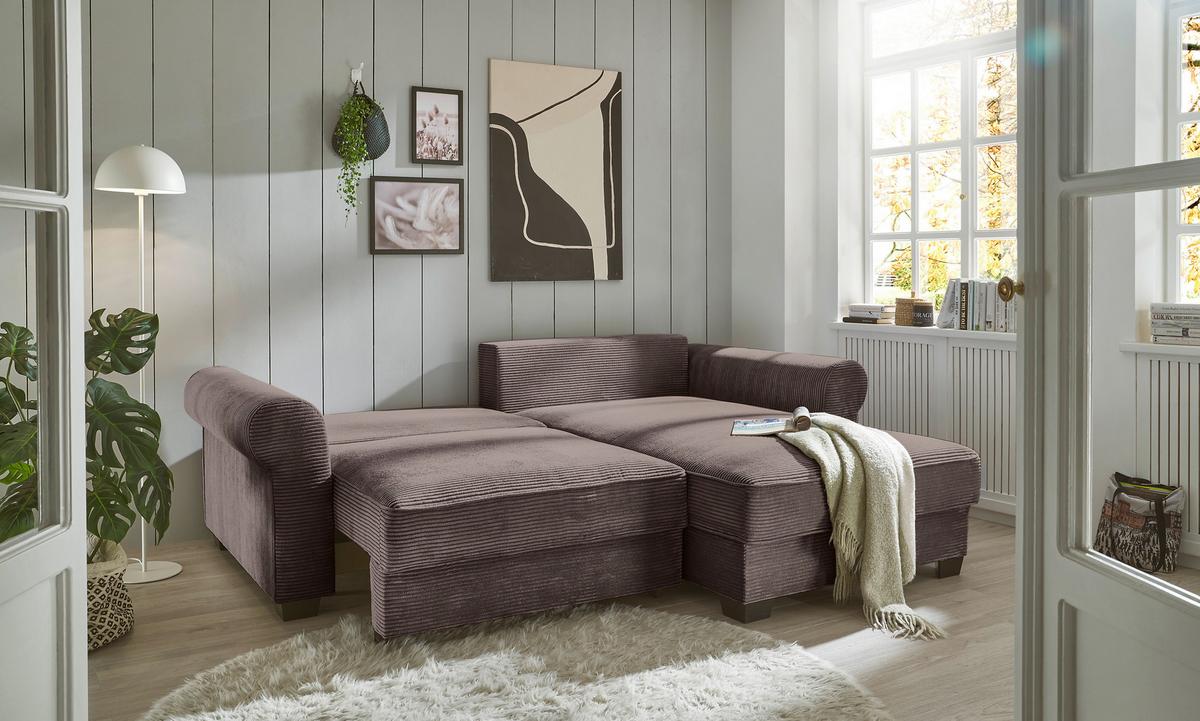 Ecksofa Maureen Braun S: 255/185 cm - Schwarz/Braun, KONVENTIONELL, Textil (255/185cm) - MID.YOU