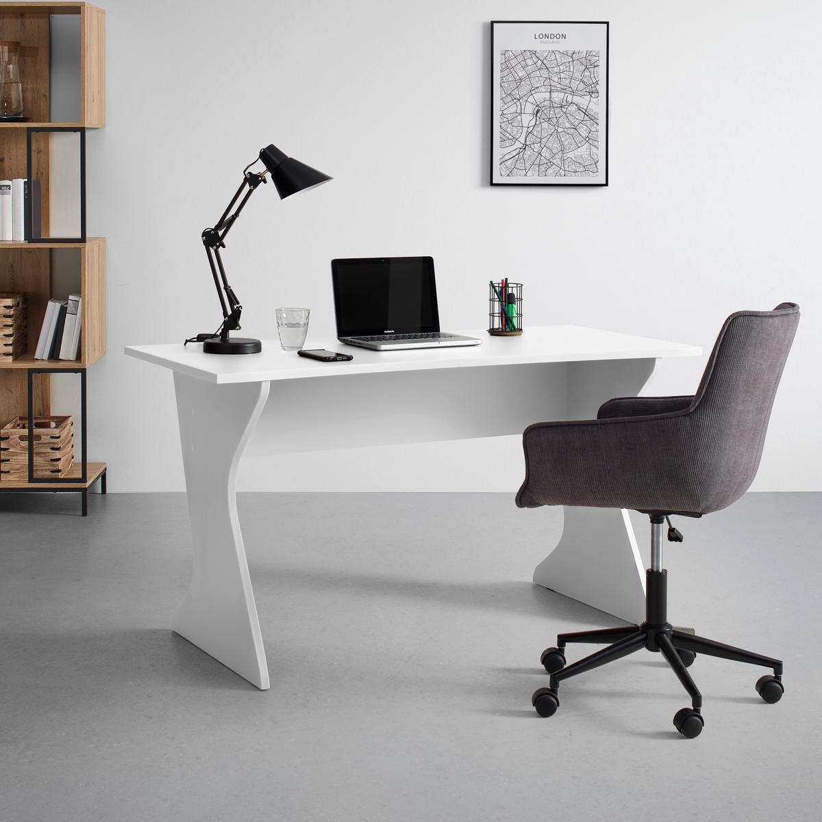 Písací stôl UTAPAU - biela, Modern, kompozitné drevo (140/76,2/65cm) - Mömax