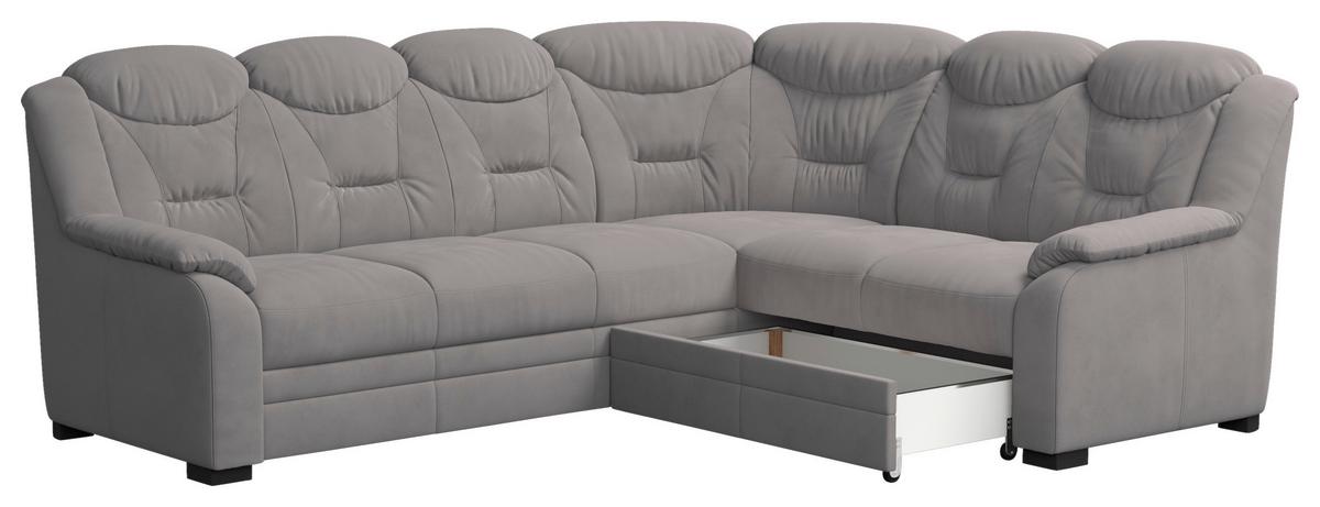 Ecksofa Marcus - Hellgrau/Schwarz, Basics, Textil (263/211cm) - MID.YOU