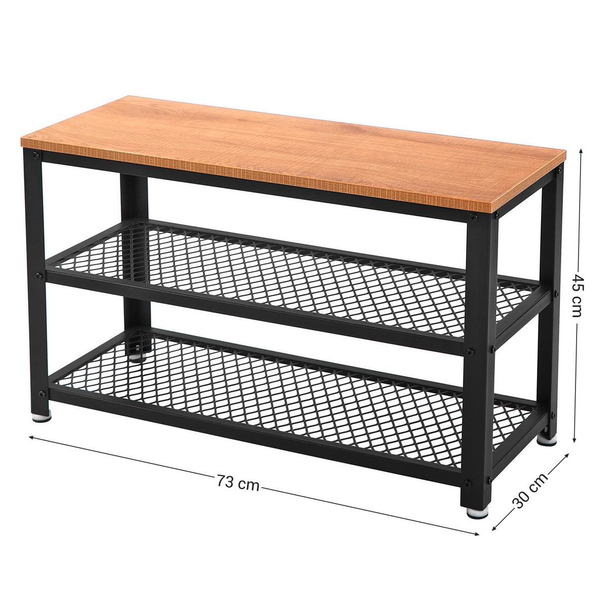 Regál na boty černá, světle hnědá - černá/světle hnědá, Trend, kov/kompozitní dřevo (73/45/30cm) - Boxxx
