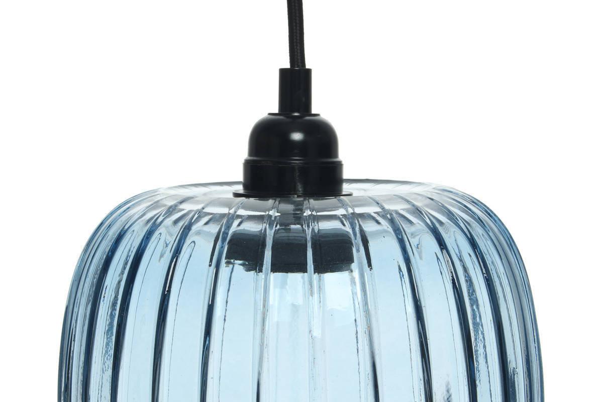 Hängeleuchte Claudia H: 24 Cm 1-Flammig Blauer Glasschirm - Blau, Trend, Glas (18/24/18cm) - Kayoom