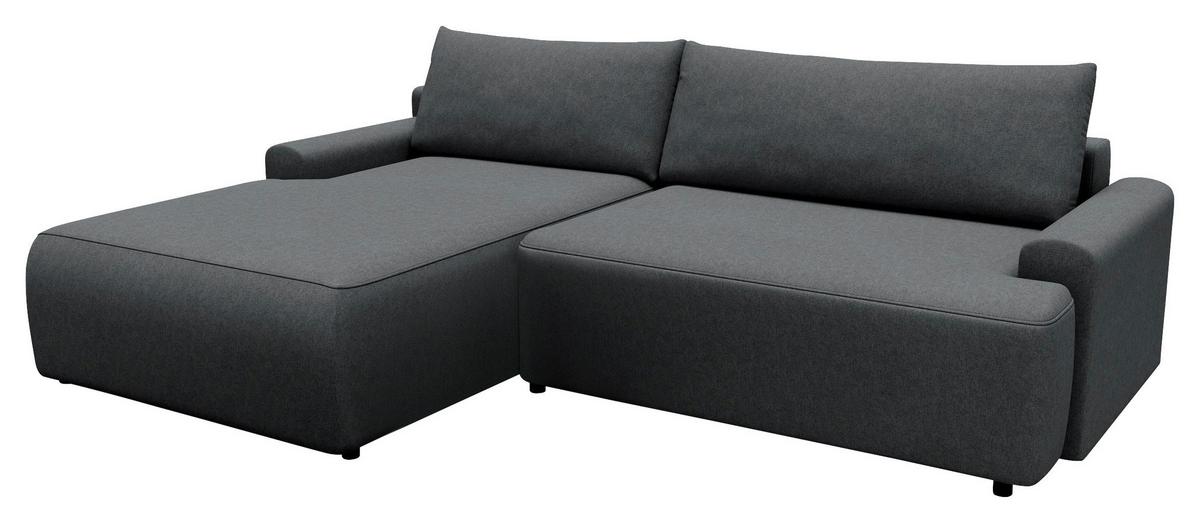 Eckschlafsofa Prag Graphitfarben S: 167x253 cm - Schwarz/Graphitfarben, MODERN, Textil (167/253cm) - Trendmanufaktur