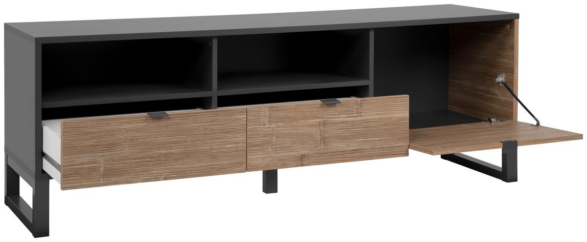 Tv-element Sumatra B: 160 Cm Anthrazit/bambus Dekor - Anthrazit, Design, Holzwerkstoff (160/56/40cm) - MID.YOU