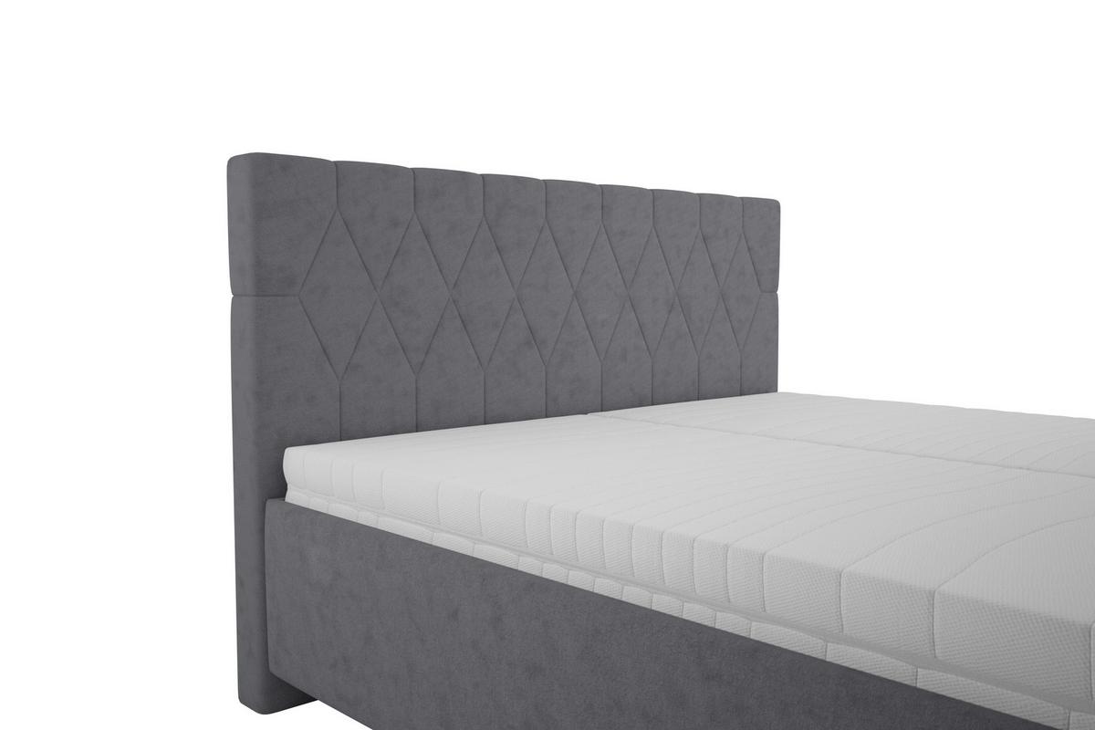 Čalúnená posteľ FERAMA 180x200 cm, tmavosivá - čierna/prírodná farba, Modern, drevo/textil (180/200cm)