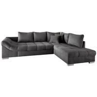 Eckschlafsofa Alvito Anthrazit S: 298/202 Cm - Anthrazit/Silberfarben, Design, Textil (298/202cm) - MID.YOU